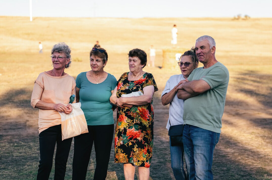 group of seniors exercising together