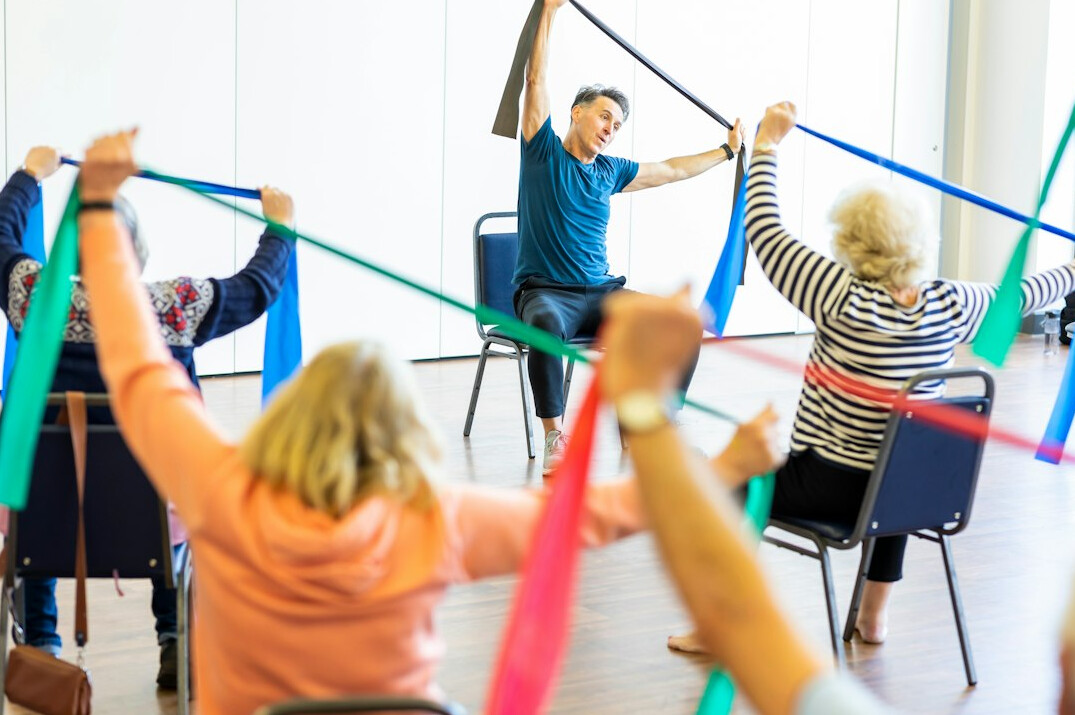 seniors exercising together